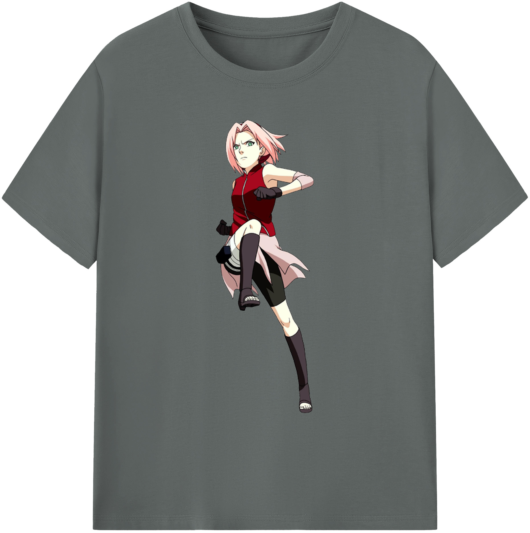 （画像用） NARUTO -ナルト- 春野サクラ Haruno Sakura 綿100％ メンズ半袖Tシャツ｜肌触りやわらか＆通気性
